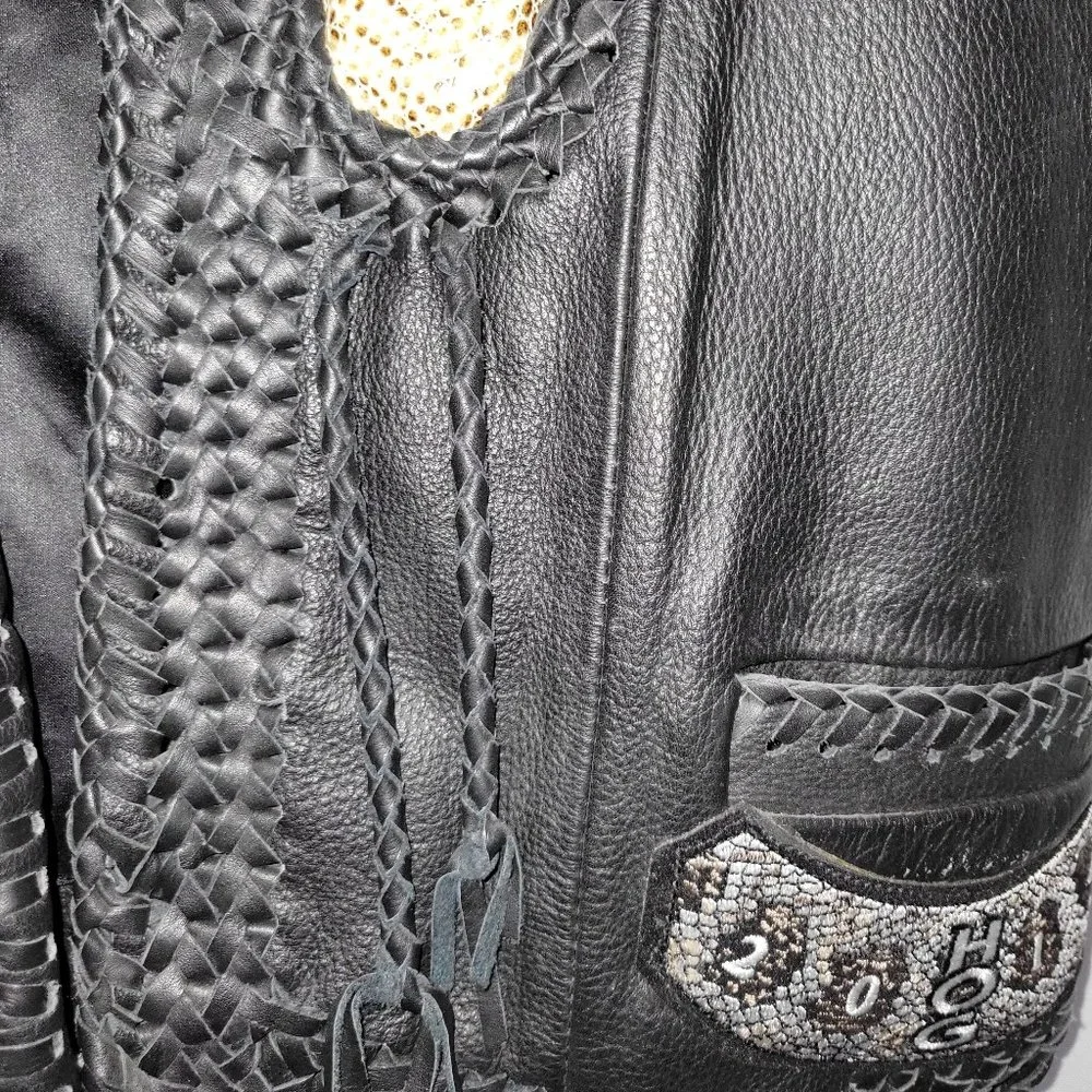 Men's Black leather vest